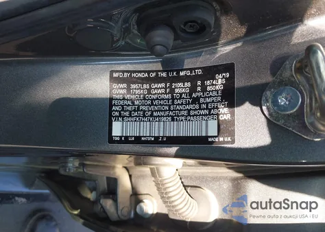 2019 Honda Civic Sport из США, поврежденный, VIN SHHFK7H47KU419826